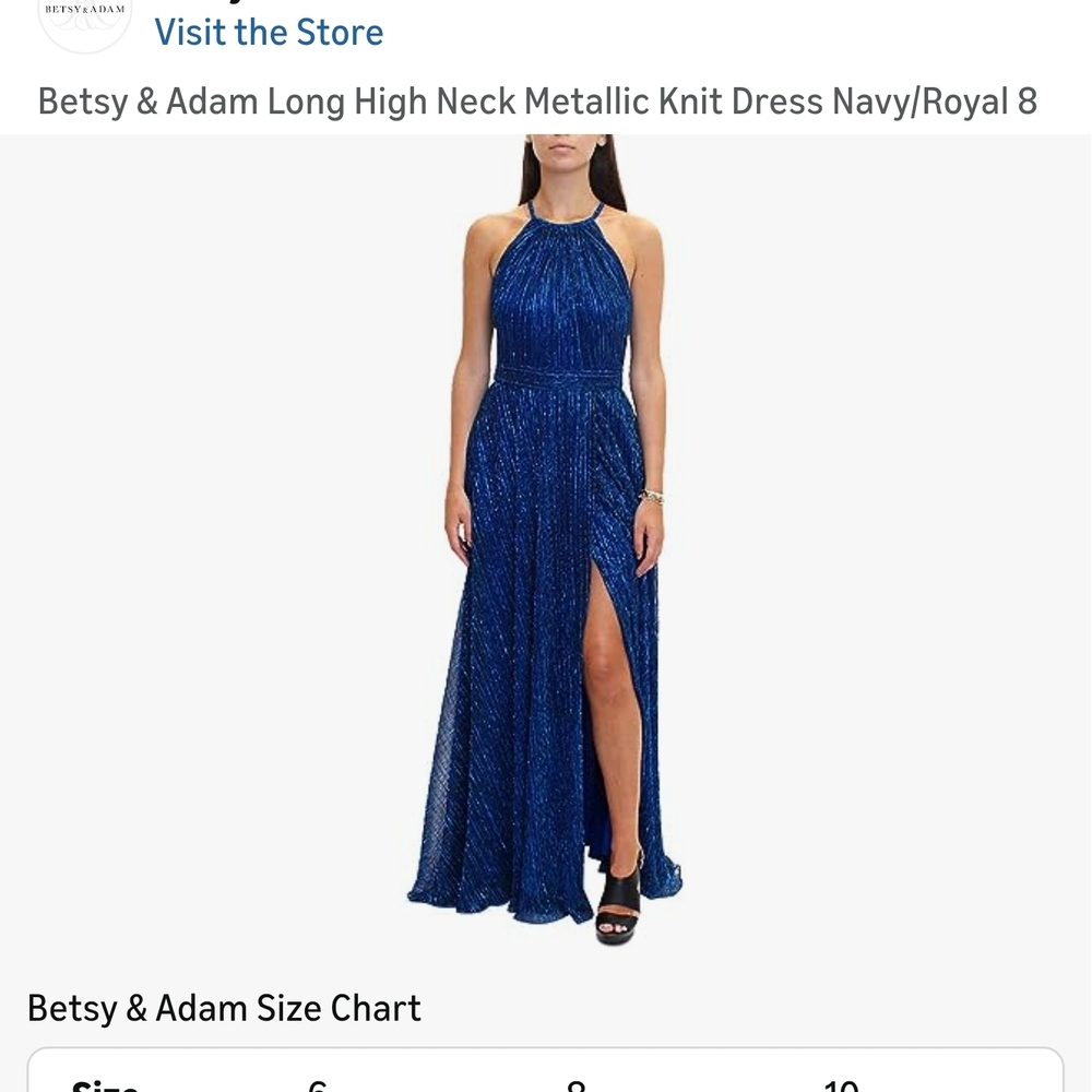 Betsy & Adam Shimmering Navy Maxi Dress